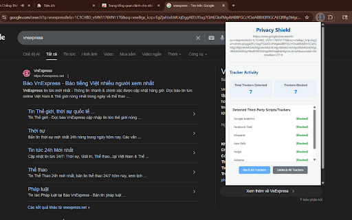 Privacy Shield :: View and simulate blocking trackers on the current page with a simple, private popup interface.