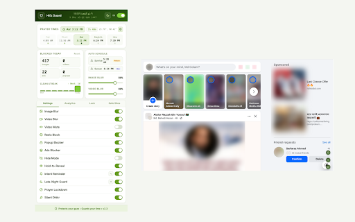 Hifz Guard :: Hifz Guard: image/video blur, ads & popups, reels blocker, prayer times, focus tools, streak tracking