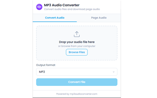 MP3 Audio Converter & Video Downloader :: Convert audio files to MP3 and save videos from the web page you are viewing, right in your browser.