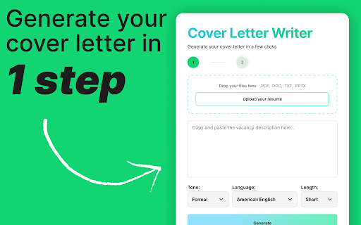 Cover letter writer :: Use Cover Letter Writer for job seeking. AI Cover letter generator makes it easy to ai write application letter fast and right.
