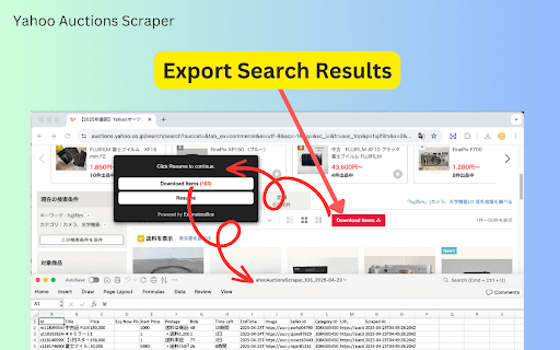 Yahoo Auctions Scraper :: Export Yahoo Japan Auction Search Results to CSV, JSON, or Excel & Unlock Actionable Insights.