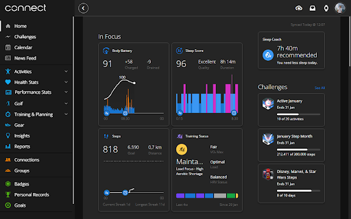 Dark Connect - Dark Mode for Garmin Connect :: Dark mode for Garmin Connect website that replaces light colors with their dark theme.