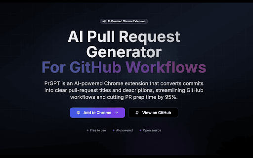 Prgpt :: PrGPT generates smart, concise pull request titles and descriptions from commits — no more dull summaries, just clear PRs.