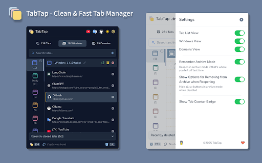 TabTap - Clean & Fast Tab Manager :: Search, organize, and manage tabs with ease. Make browsing simple and stress-free.