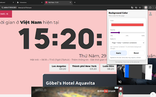 Simple Background Color Changer :: Change the background color of the current website to a color you choose.