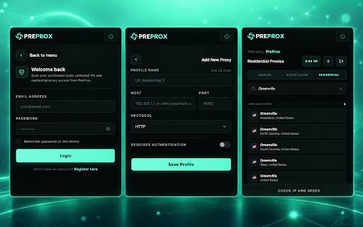 PreProx Proxy Extension :: Connect securely to residential, static lease, and manual proxy servers with PreProx for Chrome.