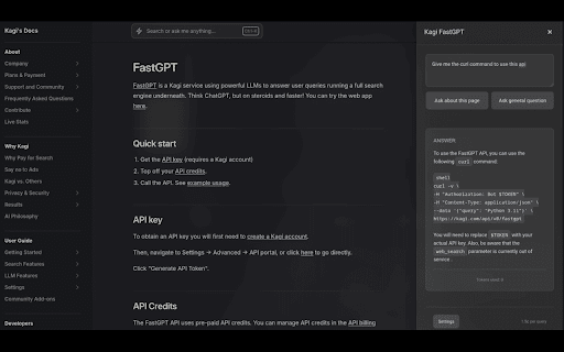 Kagi FastGPT Sidebar :: Context-aware sidebar using Kagi FastGPT API to answer questions about web pages and general queries