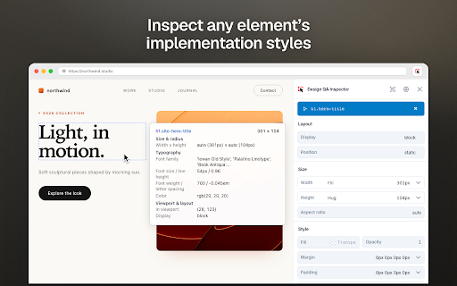 Design QA Inspector :: Design QA: inspect elements, annotate issues, apply CSS edits, match design tokens, and export PNG, HTML, or Jira tickets locally.