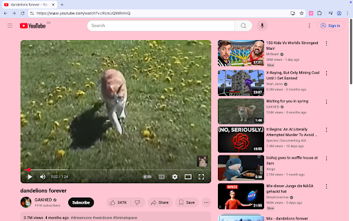Pastel Pink YouTube :: Changes the background color of YouTube pages to a pastel pink color.