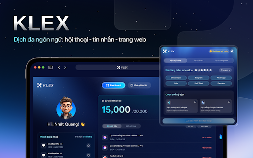 Klex :: Trợ lý dịch Klex - Dịch tức thì trang web, hội thoại chat và phụ đề video ngay trên trình duyệt — nhanh, gọn, không rời trang.