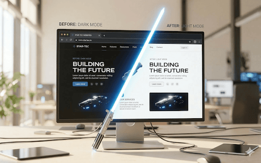 Light Force :: May the Light Force be with you! Forces dark-themed websites into light mode, leaving originally light websites unaffected.