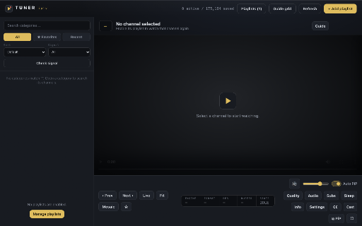 Tuner: M3U & Live Stream Player :: Play and organize your own legal M3U, HLS, DASH, MP4, and MPEG-TS streams in Chrome.