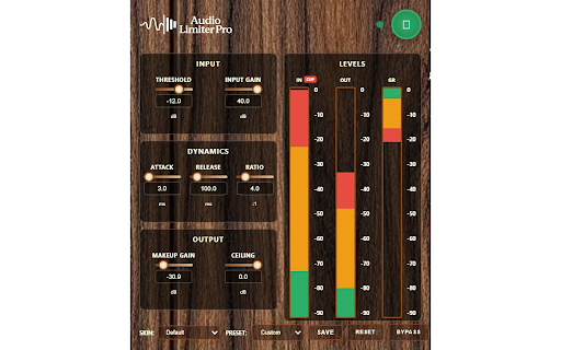 Audio Limiter Pro :: Professional audio limiter and compressor for web content. Control dynamics, prevent clipping, enhance listening.