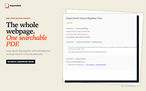 Single Page PDF — Save a Long Web Page Without Splits :: Turn a long web page into a single page PDF — no splits, no watermark, searchable text, and it works on pages behind a login.