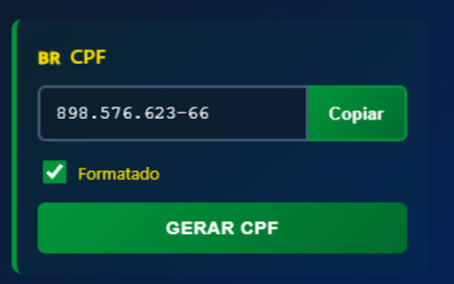 Gera Dado BR :: Gera CNPJ, CPF e UUID válidos