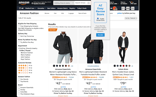 AZ Easy Review Score :: Scores Amazon products by review strength and value; product/promo links may use affiliate tracking.