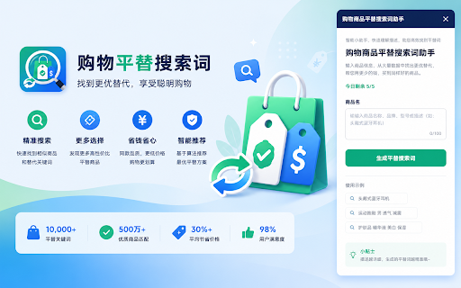 购物商品平替搜词助手 :: 输入商品名或从网页右键带入选中文本,先拆解商品信息,再推荐可以平替的好物名。