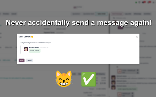 Odoo Confirm :: Asks you to confirm before sending a message in Odoo.