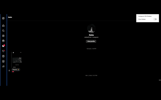 Instagram DM Sidebar Hider :: Hide Instagram Direct Messages sidebar for a cleaner chat interface