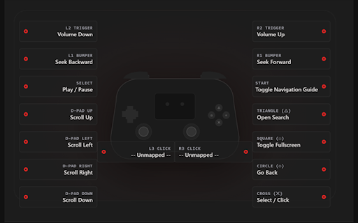 Remapad — Gamepad Browser Controller :: Navigate streaming sites with a gamepad. Map buttons, customize site profiles, and control playback, scrolling, and navigation.