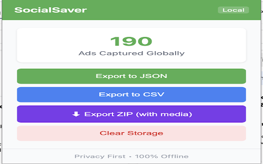 SocialSaver: Facebook Ad Archiver :: Privacy-first, free tool to locally save and download Facebook Ads (Part of the SocialSaver marketing suite).