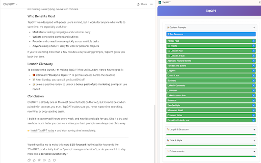TapGPT :: Create configurable buttons to send prompts to ChatGPT