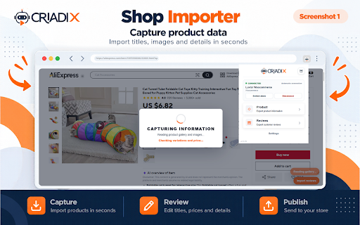 Criadix Shop Importer :: Capture products and reviews from supported marketplaces and import them through Criadix Shop Importer.