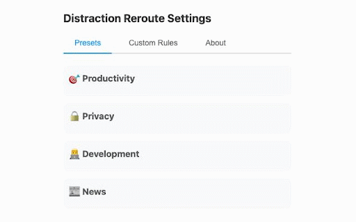 Distraction Reroute :: Redirect websites to your preferred alternatives
