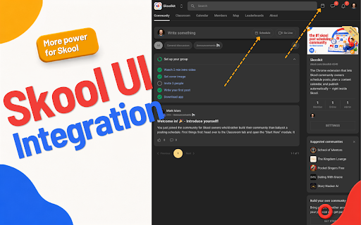 SkoolKit :: A toolkit for Skool community owners: schedule posts, recover failed payments, and auto-DM members on triggers — right inside Skool.