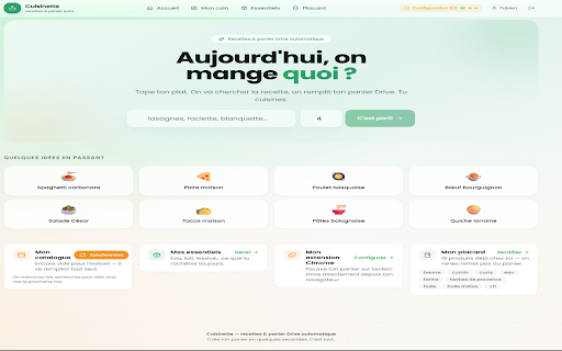 Cuisinette :: Transforme tes recettes en panier Leclerc Drive automatiquement. Tu cuisines, on remplit ton panier.