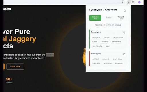 Synonyms Finder :: Ai based extension to find synonyms and antonyms of words
