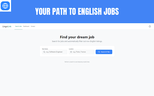 LingoLink: Job Search & Application Tracker :: Your personal job search dashboard. Find English-only jobs from LinkedIn and track your applications.