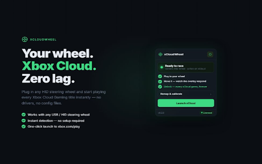 xCloudWheel — Racing Wheel for Xbox Cloud Gaming :: Play Forza, F1 and every xCloud racing game with your Thrustmaster, Logitech or Fanatec wheel. One payment, forever.