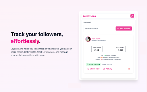 Loyalty Lens - Track, Export & Analyze Instagram Followers :: Track Instagram activity and stay informed about social connections