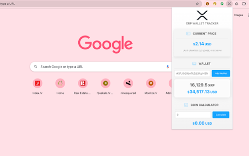 XRP Price/Wallet Tracker :: Real-time XRP price information and wallet balance tracker