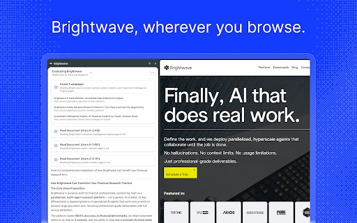 Brightwave :: Bring Brightwave with you across the web to turn pages, filings, and research into project-ready work.