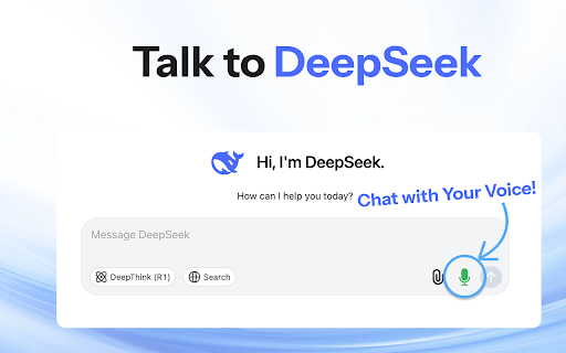DeepSeek voice :: This DeepSeek Voice extension helps to speak with DeepSeek Voice using DeepSeek Voice Chat.