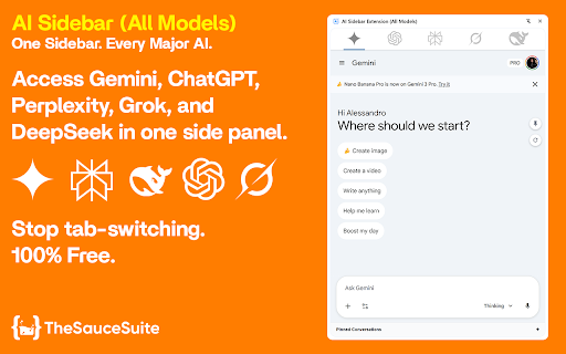 AI Sidebar Extension (All Models) :: Sidebar to toggle between Gemini, ChatGPT, Perplexity, Grok, and DeepSeek.
