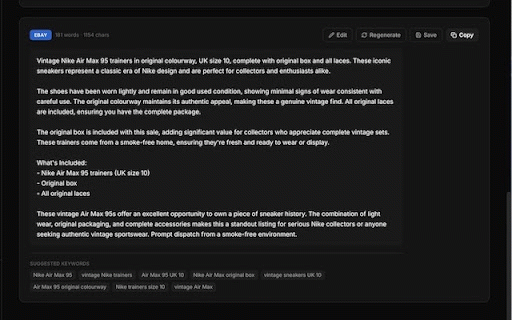 Blurbi — AI Product Description Generator :: Generate optimised product descriptions for eBay, Etsy, Amazon, Shopify and more. One click, instant listings.