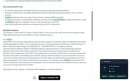 Job Score :: Analyze and score job listings on LinkedIn, Glassdoor, Indeed and more based on your custom green and red flag keywords.