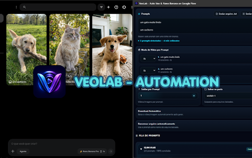 VeoLab - Auto Veo & Nano Banana on Google Flow :: Automate batch video and image generation on Google Flow with smart queues, safe processing and auto-download.