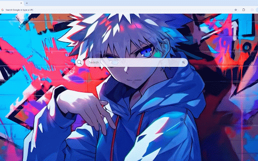 Killua Graffiti Cool Live Wallpaper :: Killua Zoldyck in vibrant graffiti street art style with bold blue and neon colors.