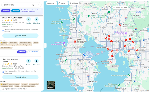 RankMap Pro :: Rank check, GBP audit, local competitor scans, and no-website lead finder for Google Maps.