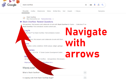 Keyboard Navigator for Google Search™ :: Navigate Google Search results using arrows and keyboard shortcuts.