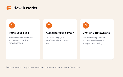 Flatzer Demo :: Try Flatzer's AI sales assistant on your own website with a demo code.