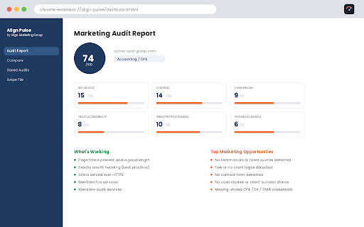 Align Pulse :: Check your website's marketing pulse — instant score, gaps, and next steps. By Align Marketing Group.