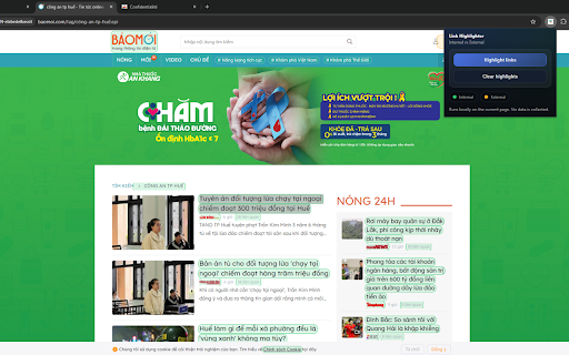 Link Highlighter (Internal vs External) :: Highlight internal and external links on the current page with one click.