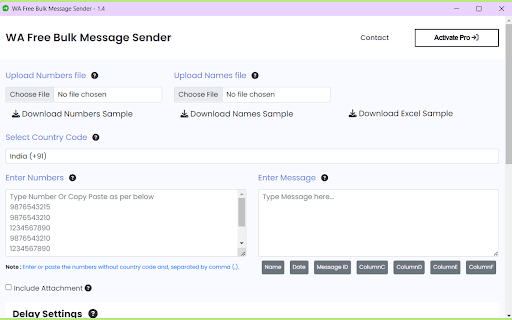 WA Free Bulk Message Sender :: Send Text and Images messages multiple users in bulk without saving number.