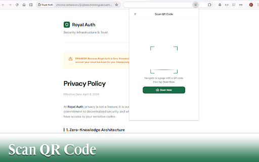 Royal Authenticator :: Premium zero-knowledge 2FA authenticator with instant QR scanning, encrypted backup & sync — secure, elegant, effortless.