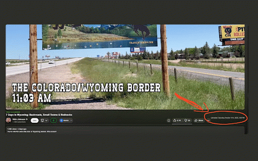 YouTube Upload Time & Date :: Shows the exact upload time & date of the current YouTube video. Toggle format & locale in settings.